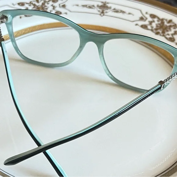 TIFFANY & CO BLACK ON TIFFANY BLUE STRIPED Prescription Glasses Frames 8193 - Picture 8 of 16